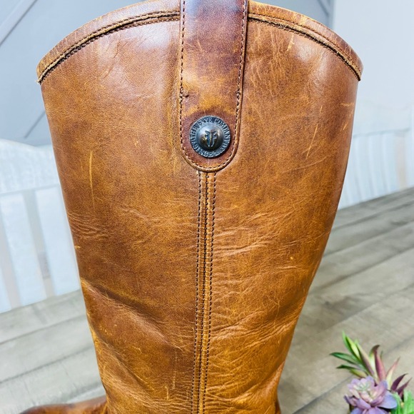 FRYE Melissa Button Cognac Boots Women's Size 9B - Picture 4 of 12